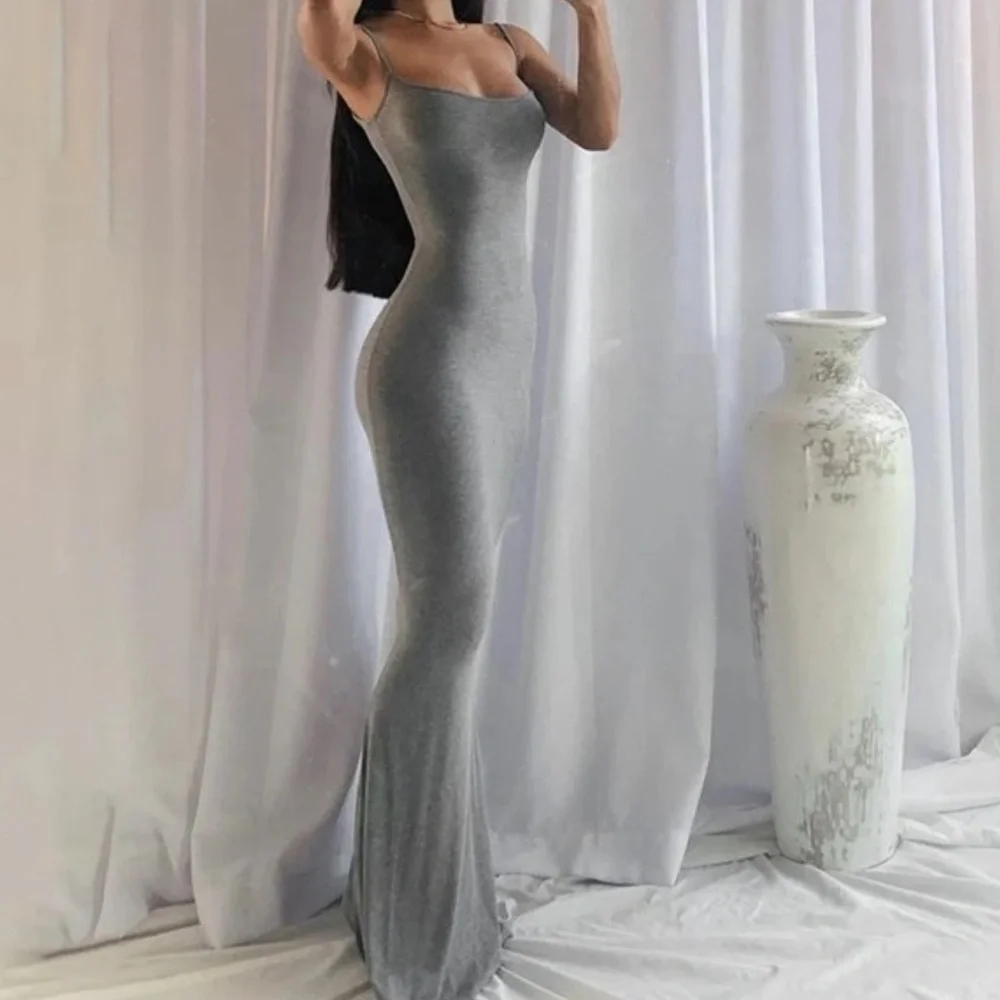 Skims Soft Lounge Heather Grey Long Maxi Slip Dress - Picture 5 of 15